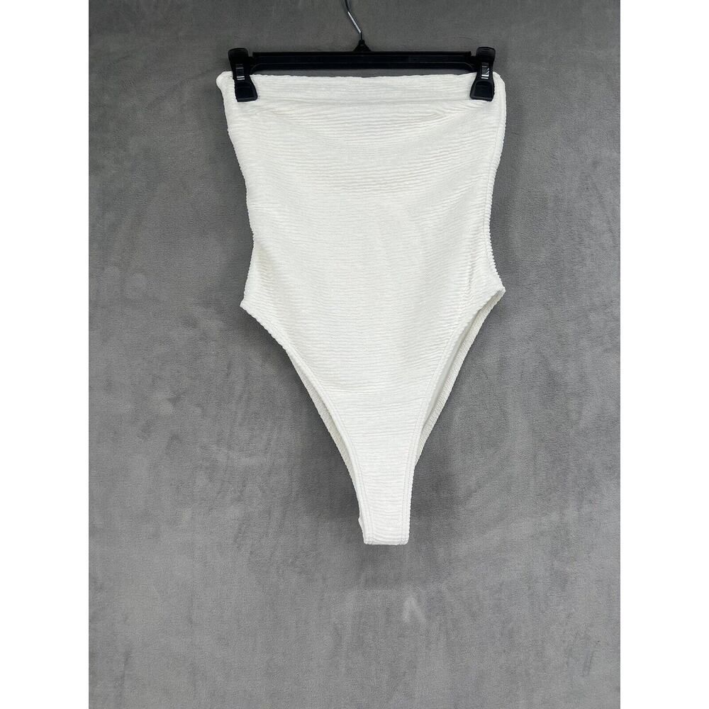 Rumer Rosa Bodysuit Size Small White Ribbed Strapless - Picture 2 of 9